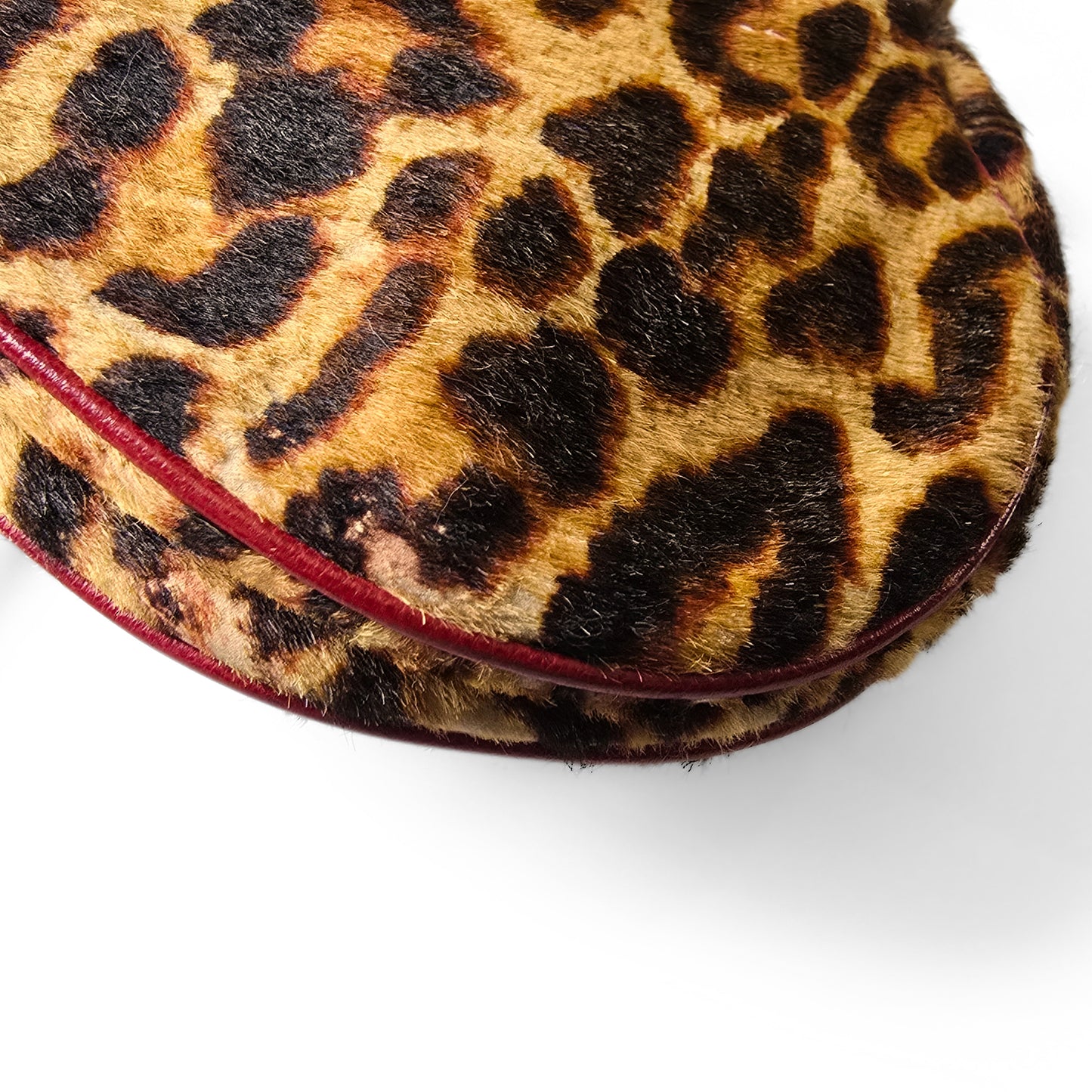 Dior Saddle Bag Leopard Pony-Hair Red Leather Detail