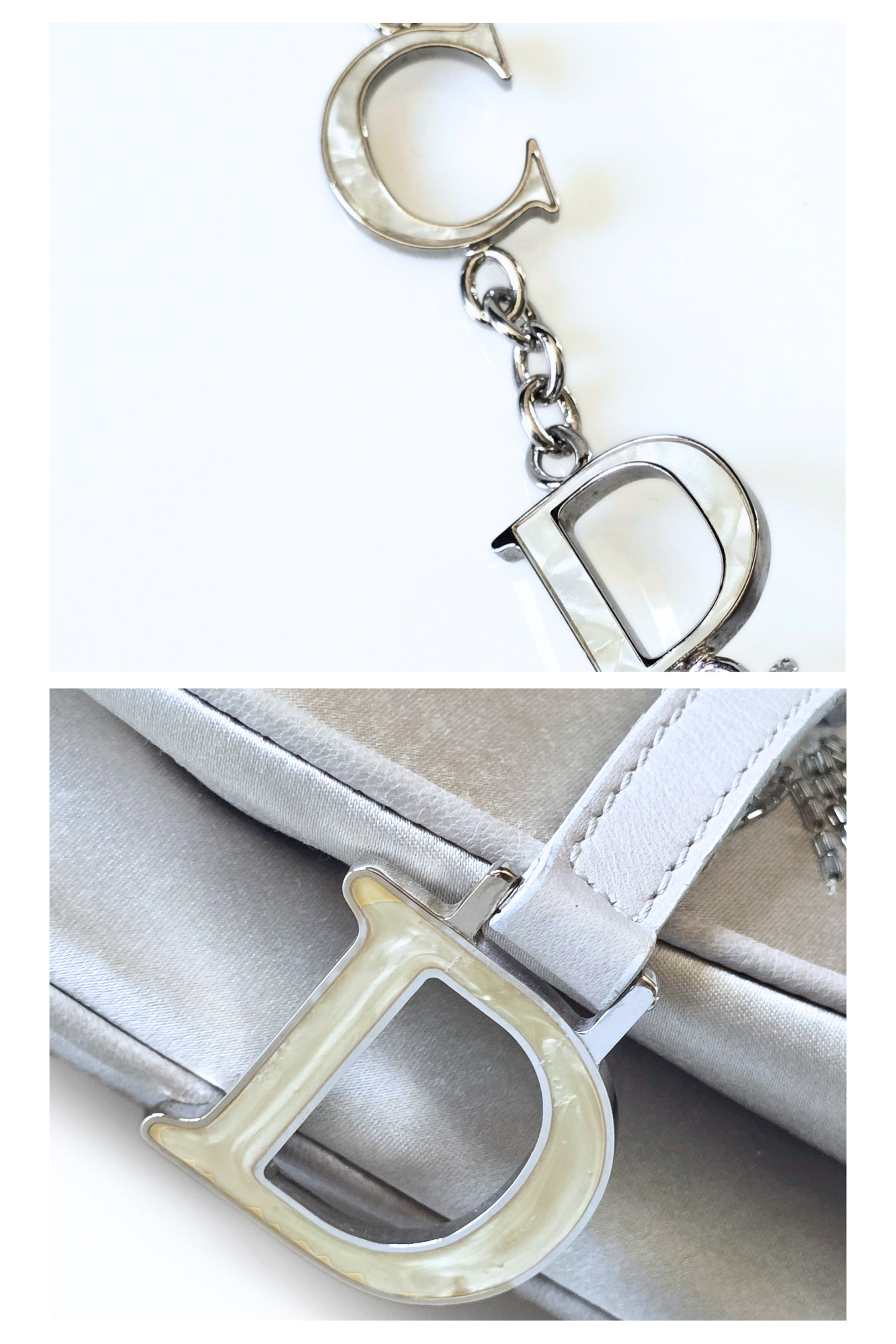 Dior Saddle Bag Limited Edition Beaded Silver Silk