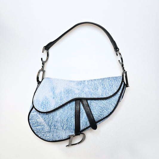 Dior Saddle Bag Denim Tye-Dye Sequin Filigree