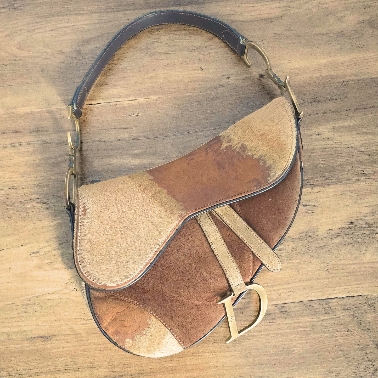 Dior Saddle Bag Ombre Pony-Hair Embossed