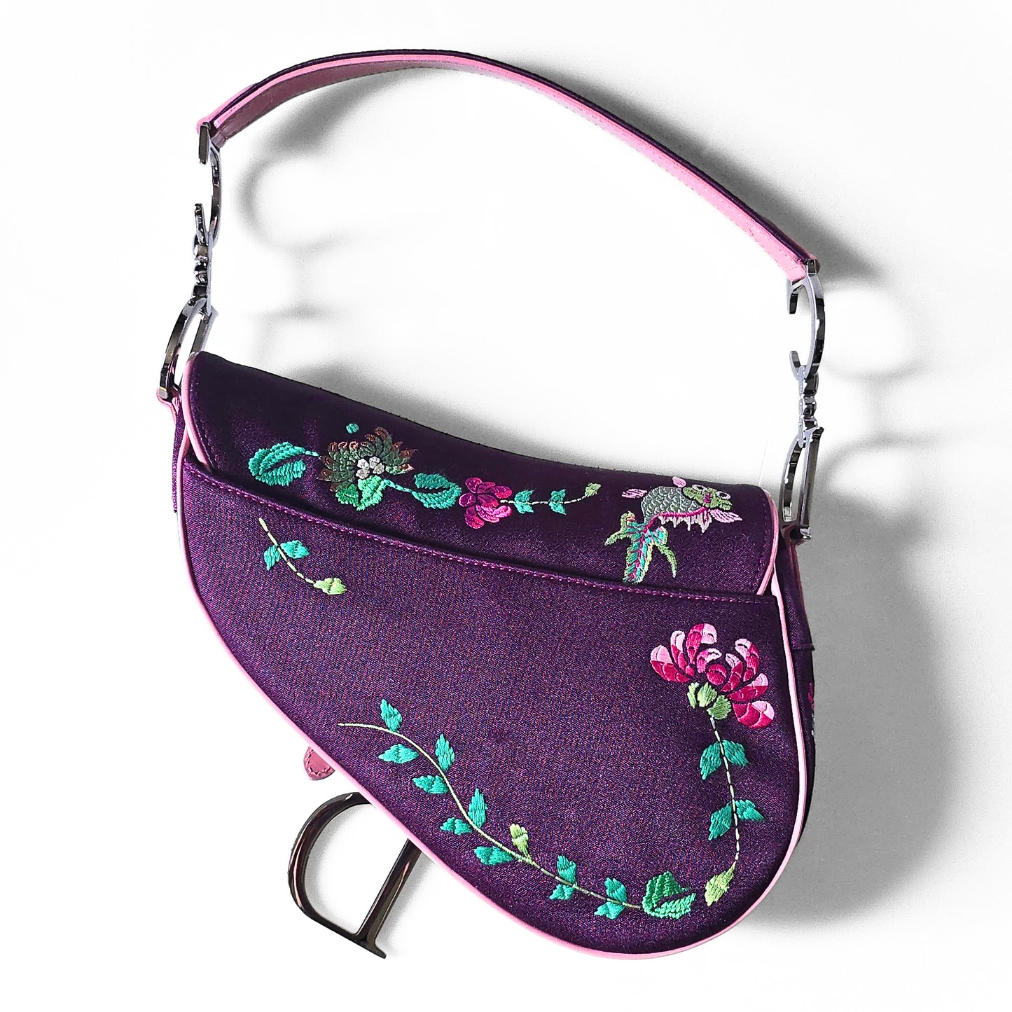 Dior Limited Edition Koi Fish Saddle Bag Purple Satin