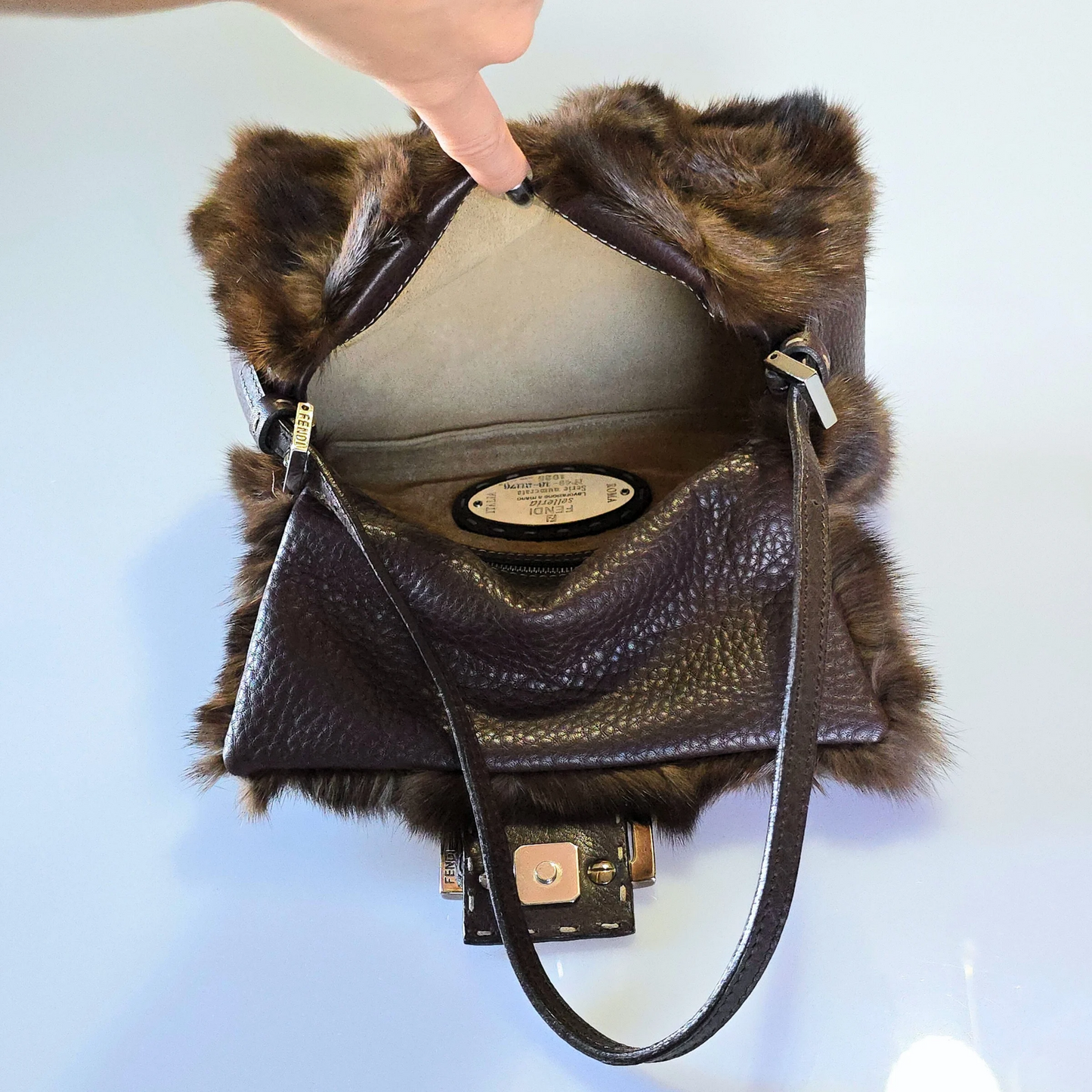 Fendi Rabbit Fur Selleria Mini Mama Baguette