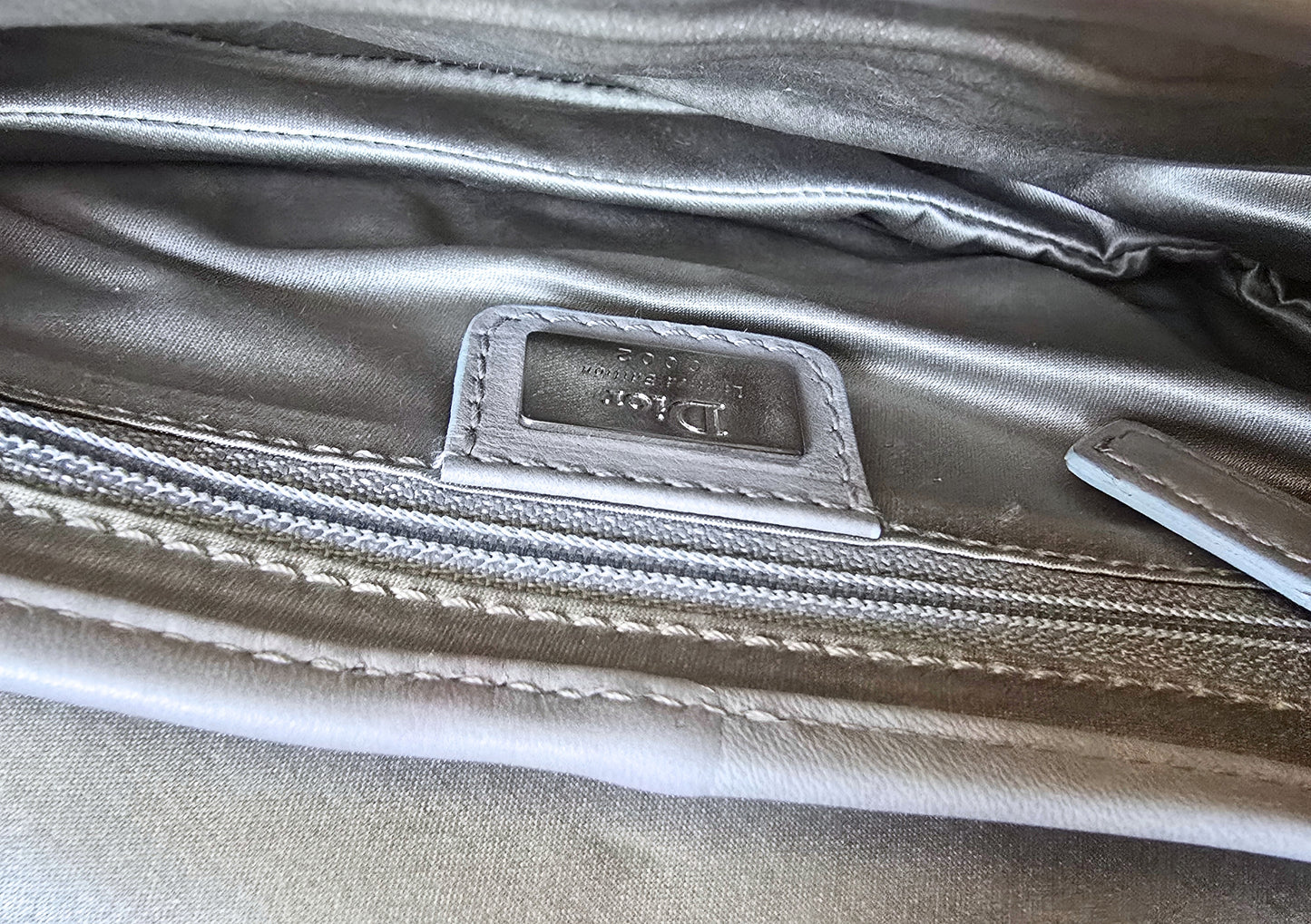 Dior Saddle Bag Limited Edition Beaded Silver Silk