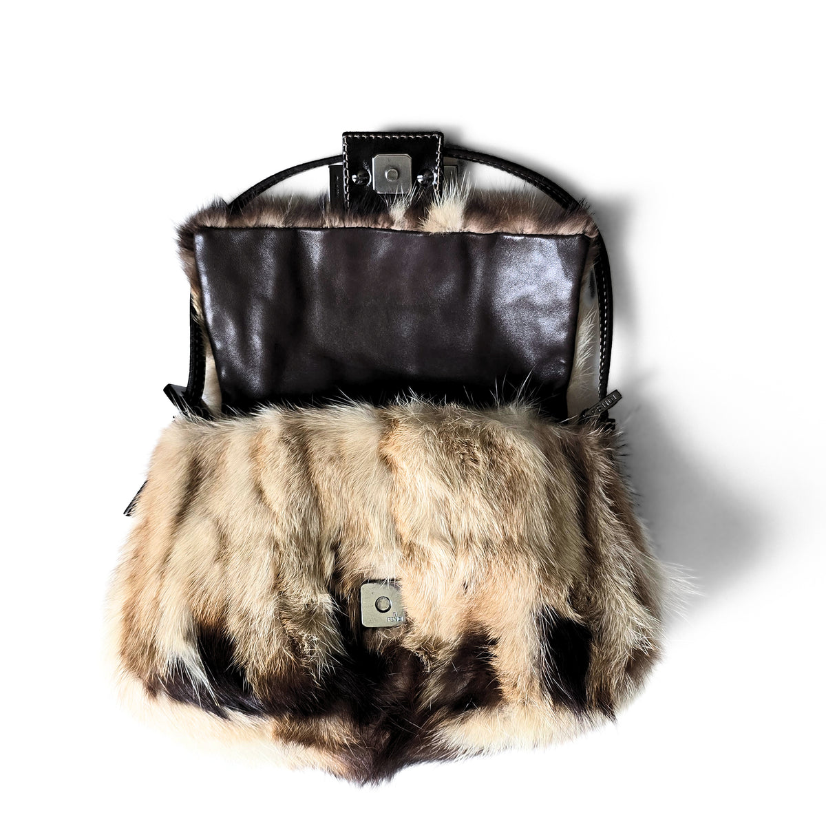 Fendi Mini Mama Baguette Genuine Mink Fur Crystal Detail