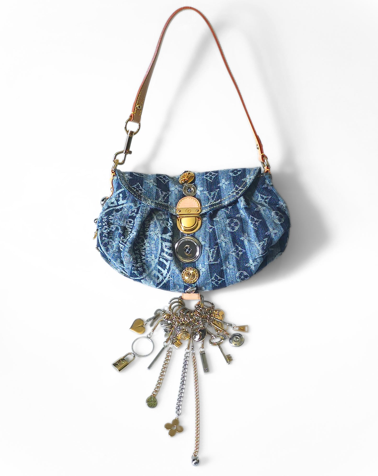 Louis Vuitton Limited Edition 2006 Mini Pleaty Denim Raye with Charms