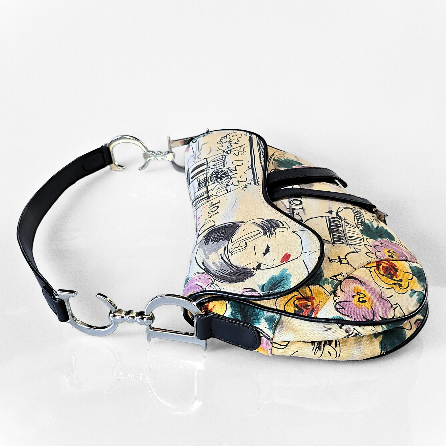 Dior Limited Edition 1950s Paris Sketch Saddle Bag