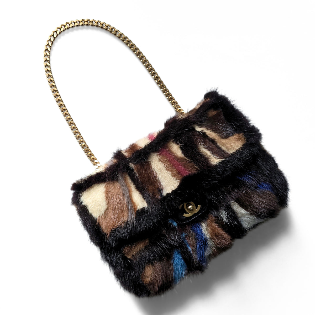 Chanel Mink Patchwork Arm Candy Single Flap Bag GHW Medium