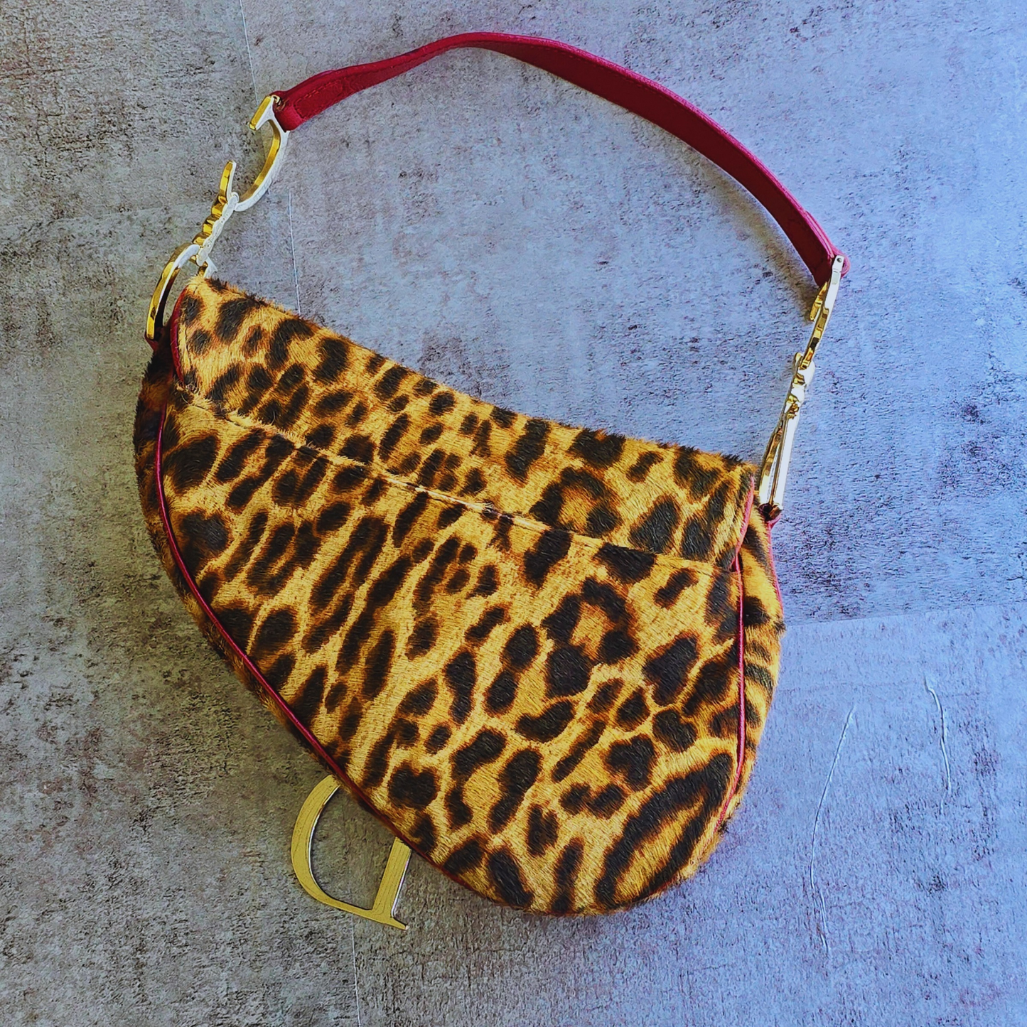 Dior Leopard Pony Hair Saddle Bag