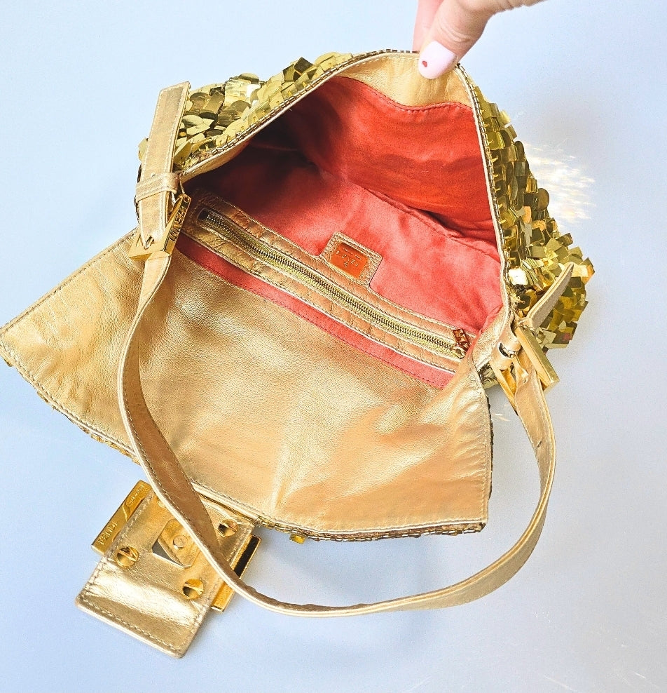 Fendi Baguette Gold Sequins Vintage