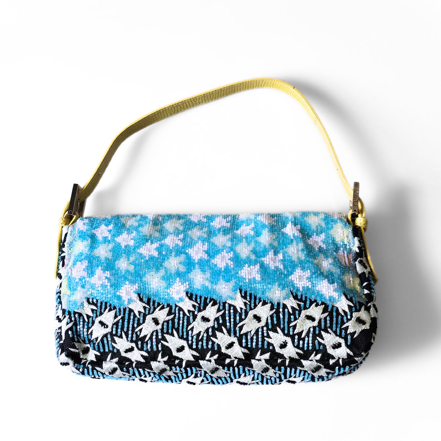 Fendi Baguette Baby Blue Beaded Abstract Embroidery
