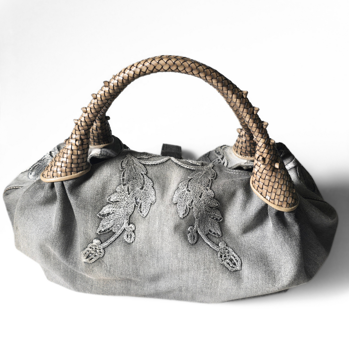 Fendi Limited Edition Denim Spy Bag Embroidered Rhinestone Squirrels