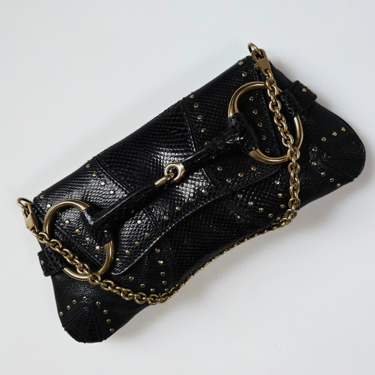 Gucci Tom Ford Era Horsebit Studded Snakeskin