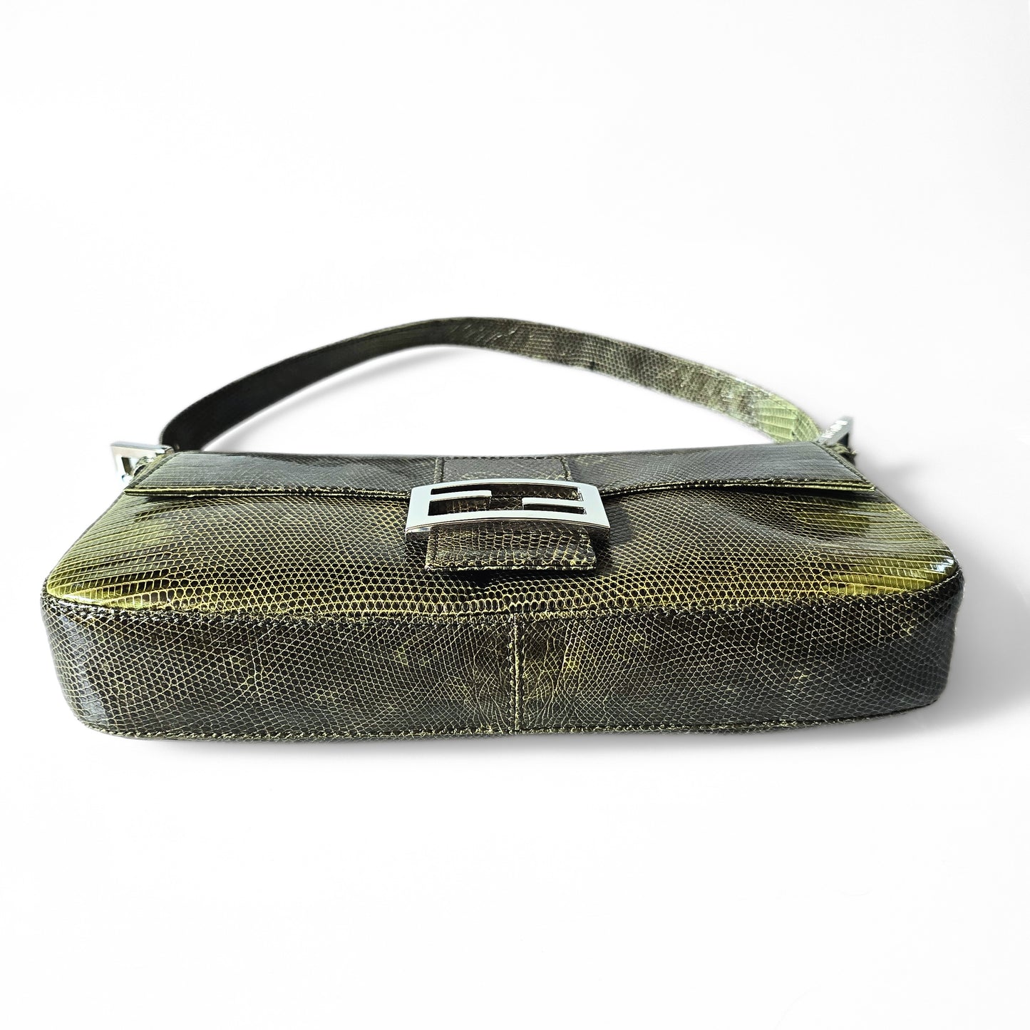 Fendi Baguette Green Ombre Exotic Lizard Leather