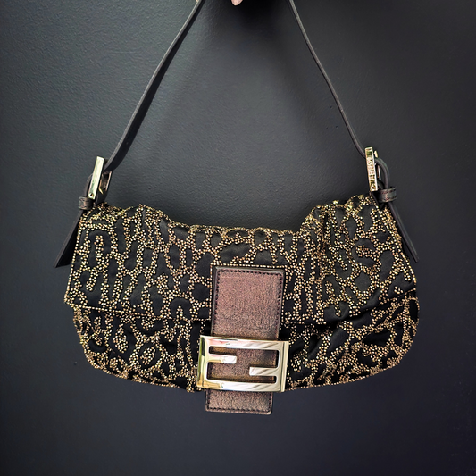Fendi Baguette Beaded Leopard Print