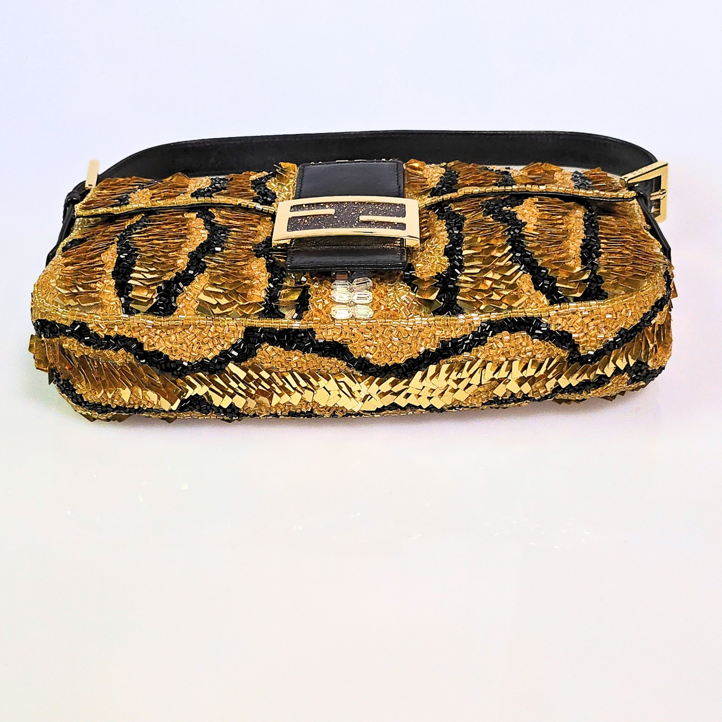 Fendi Baguette Gold Sequined Beaded