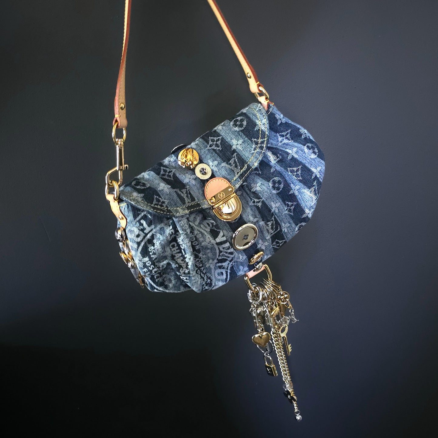 Louis Vuitton Limited Edition 2006 Mini Pleaty Denim Raye with Charms