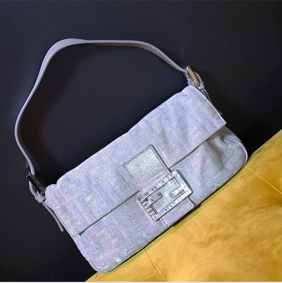 Fendi Baguette in Silver Glitter/Iridescent