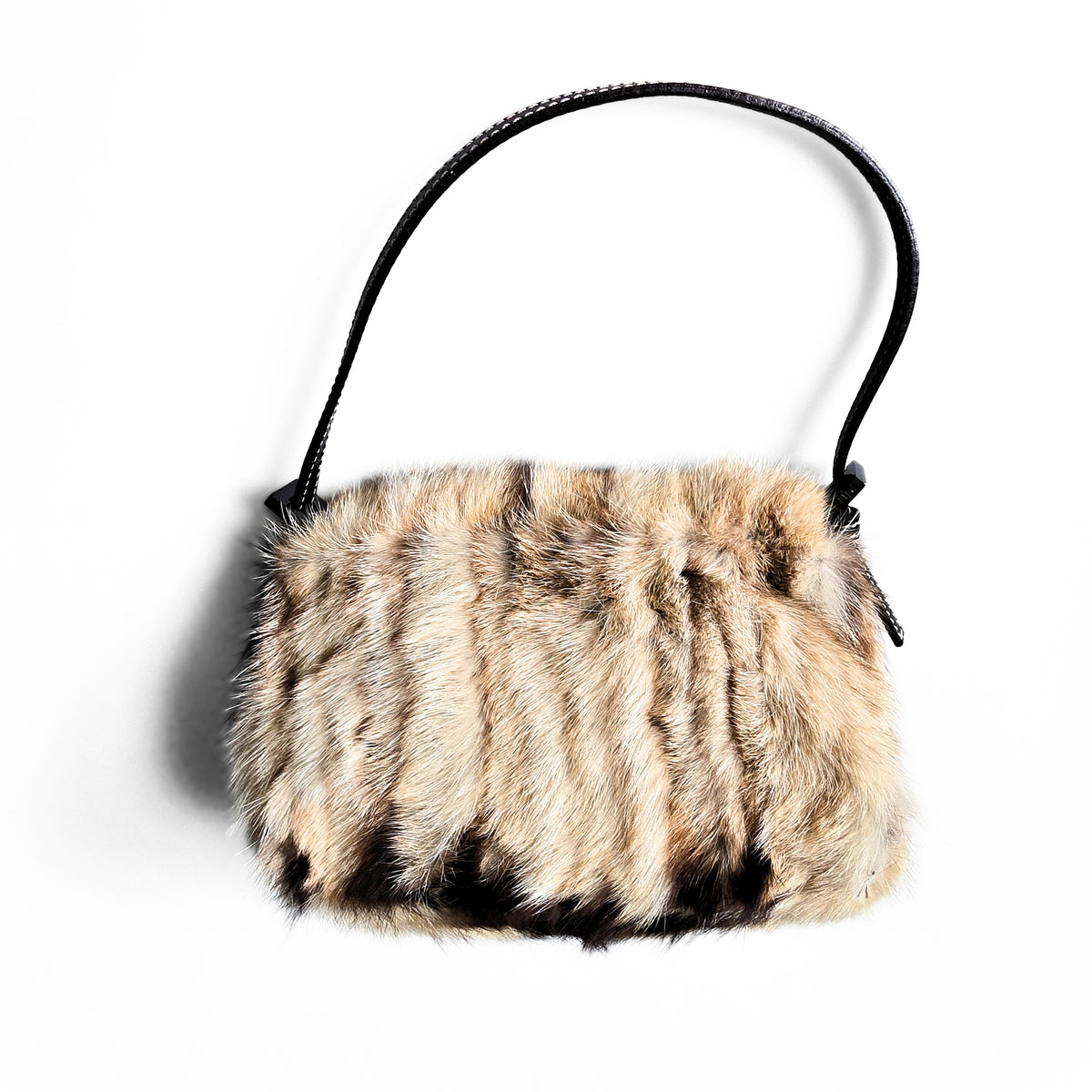 Fendi Mini Mama Baguette Genuine Mink Fur Crystal Detail