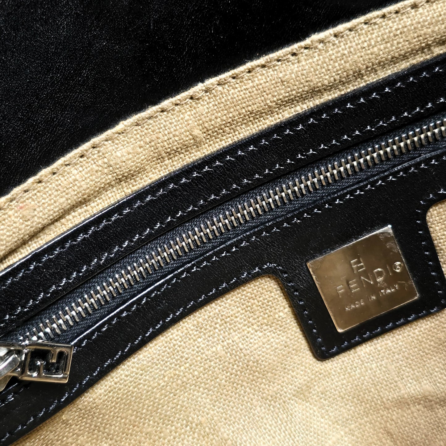Fendi Baguette Mirror Beaded Embroidery Black