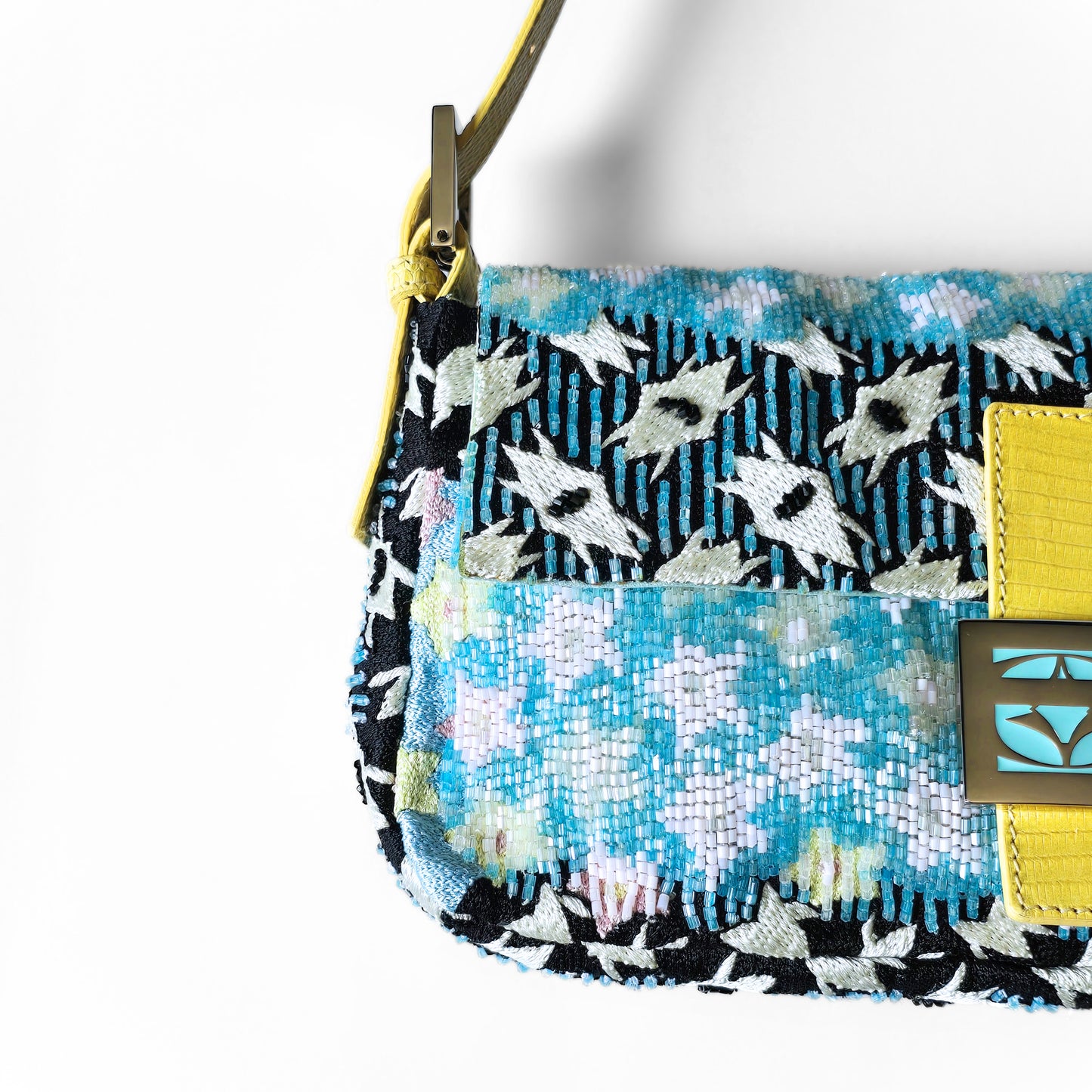Fendi Baguette Baby Blue Beaded Abstract Embroidery