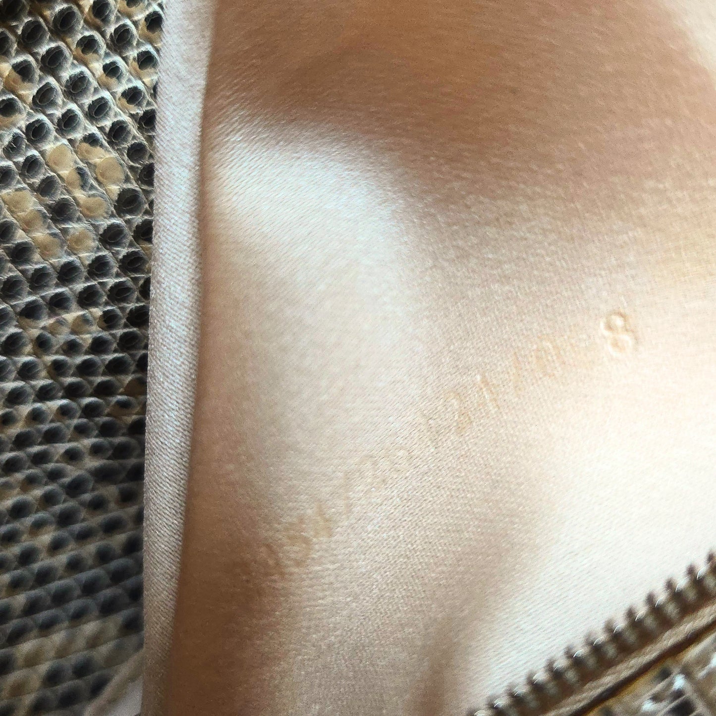 Fendi Baguette Nude Iridescent Sequins Lizard Leather Trim Detail