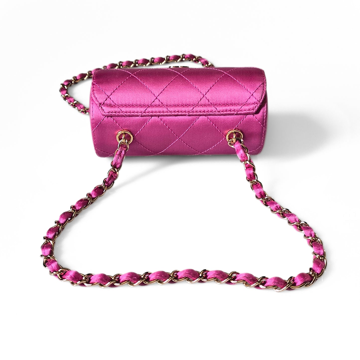 Chanel Mini Satin Barrel Bag Fuchsia Pink