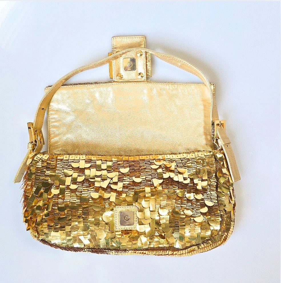 Fendi Baguette Gold Sequins Vintage