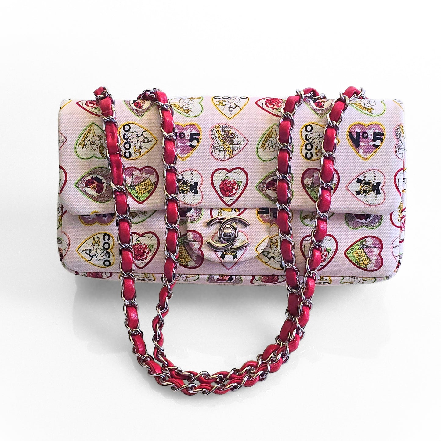 Chanel Valentine Canvas Single Flap Bag Pink