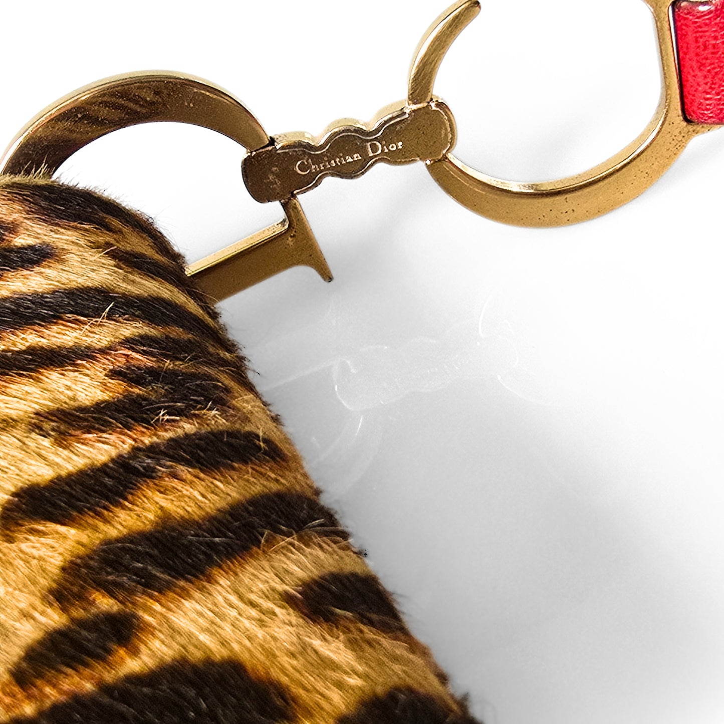 Dior Saddle Bag Leopard Pony-Hair Red Leather Detail