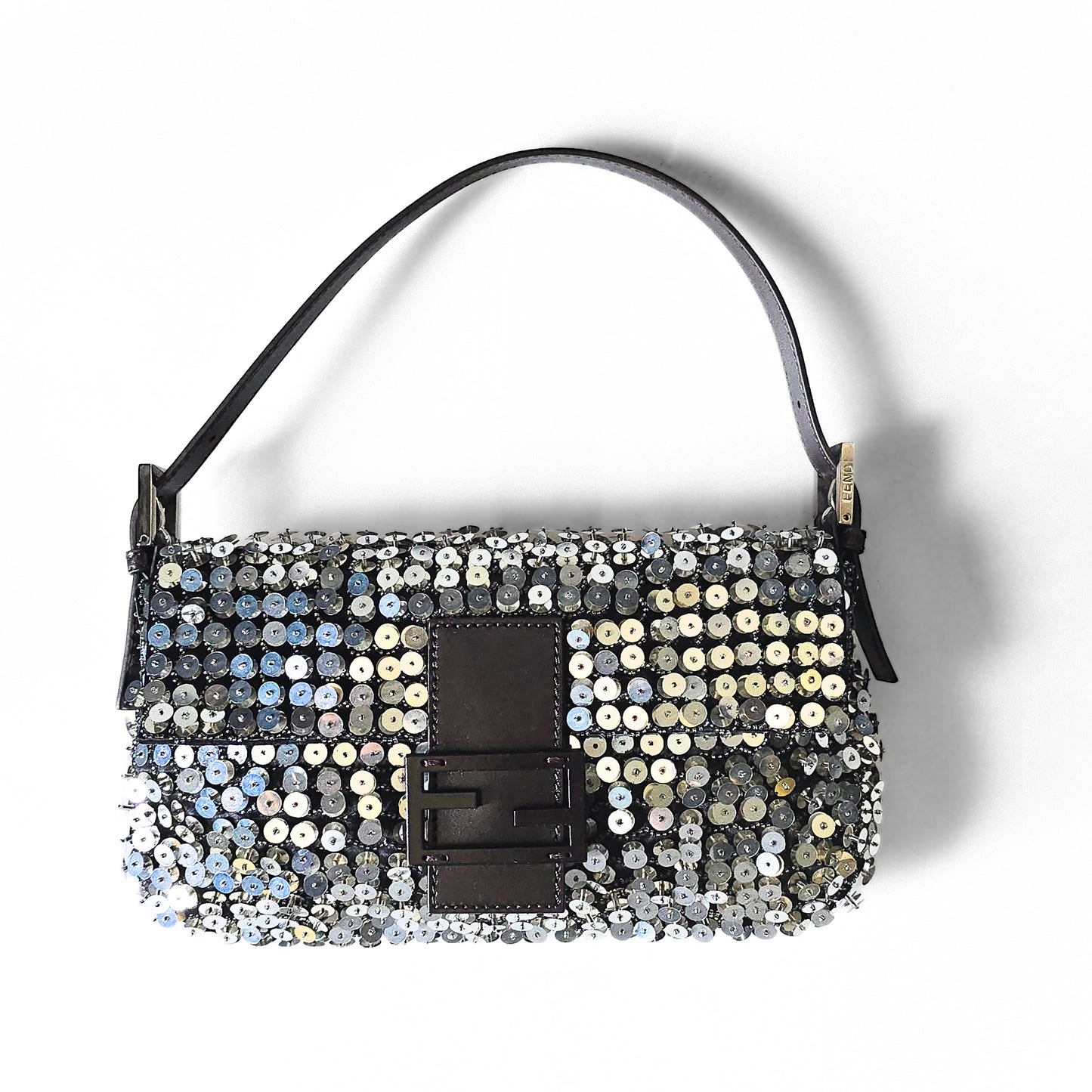 Fendi Baguette Silver 3D Sequins