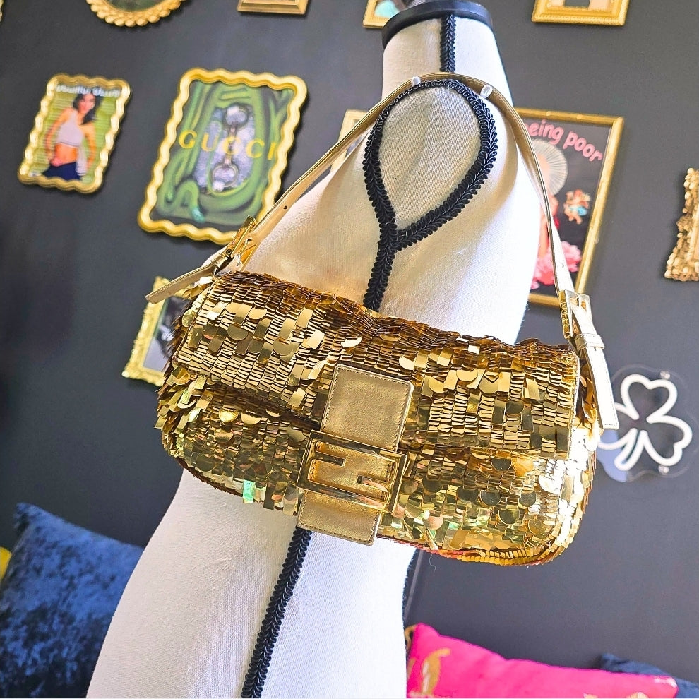 Fendi Baguette Gold Sequins Vintage