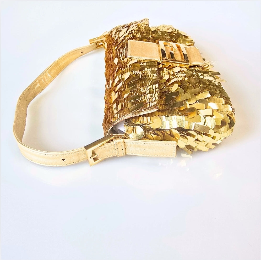 Fendi Baguette Gold Sequins Vintage