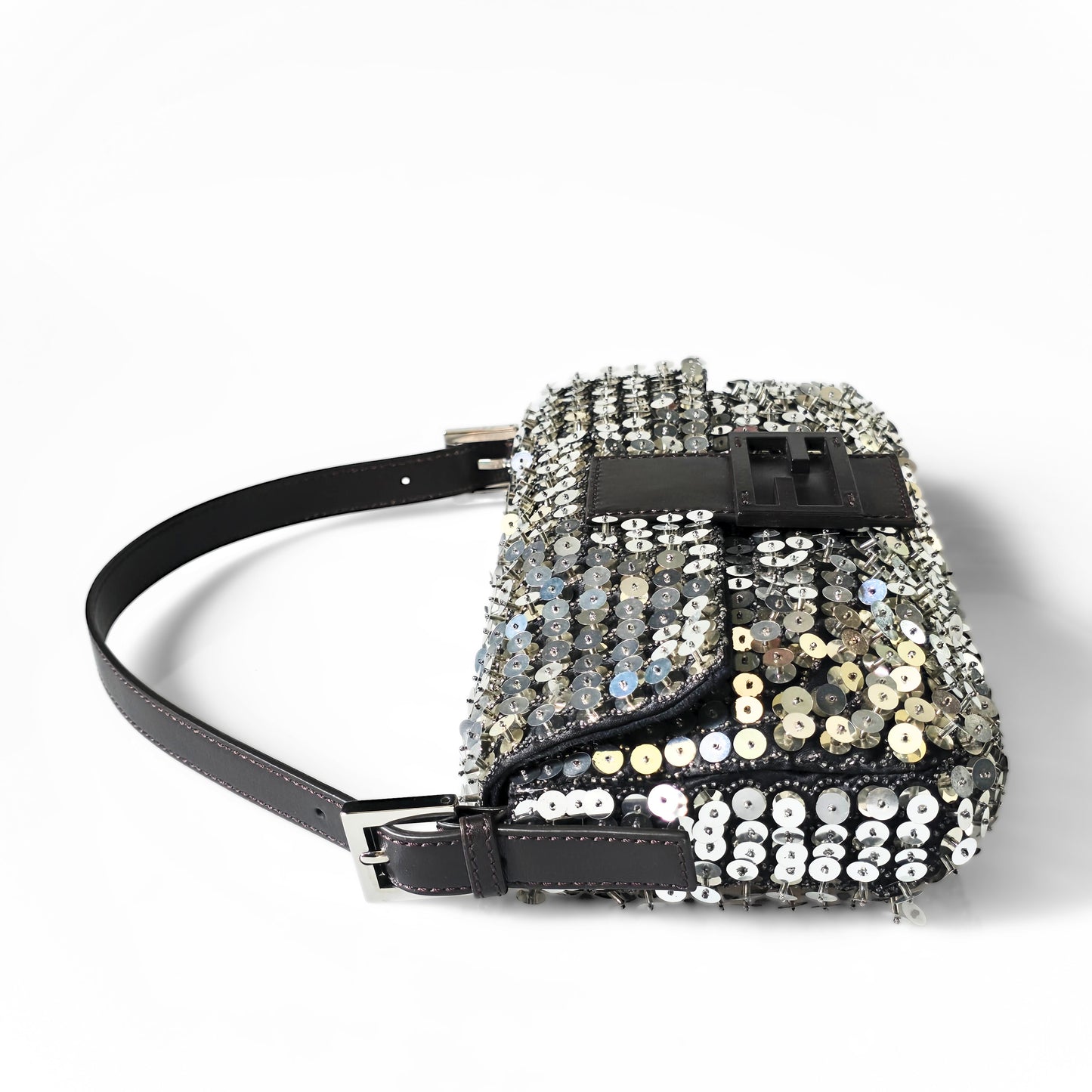 Fendi Baguette Silver 3D Sequins