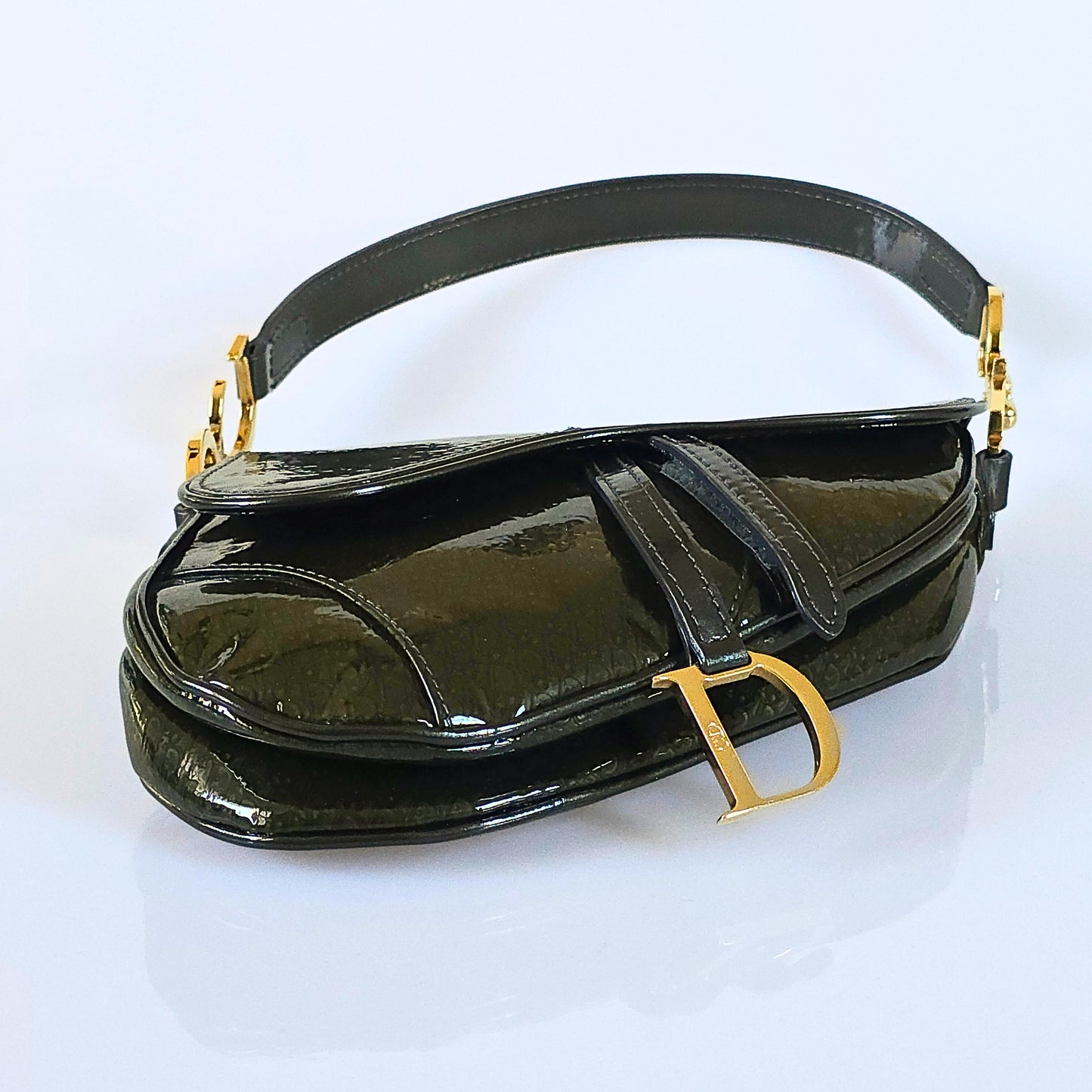 Dior Mini Saddle Diorissimo Patent Leather Green