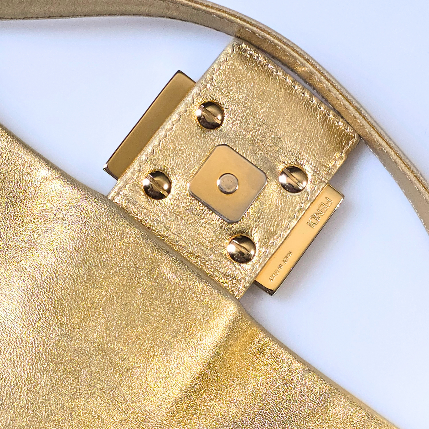 Fendi Baguette Metallic Gold with Crystal Detail