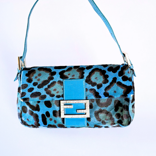 Fendi Baguette Leopard Pony Hair with Crystal Detail