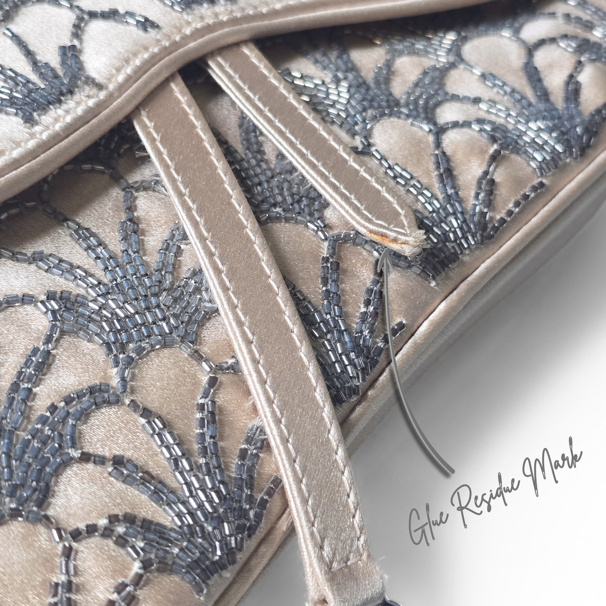 Dior Limited Edition Small Frame Saddle Bag Nude Silk Silver Beading