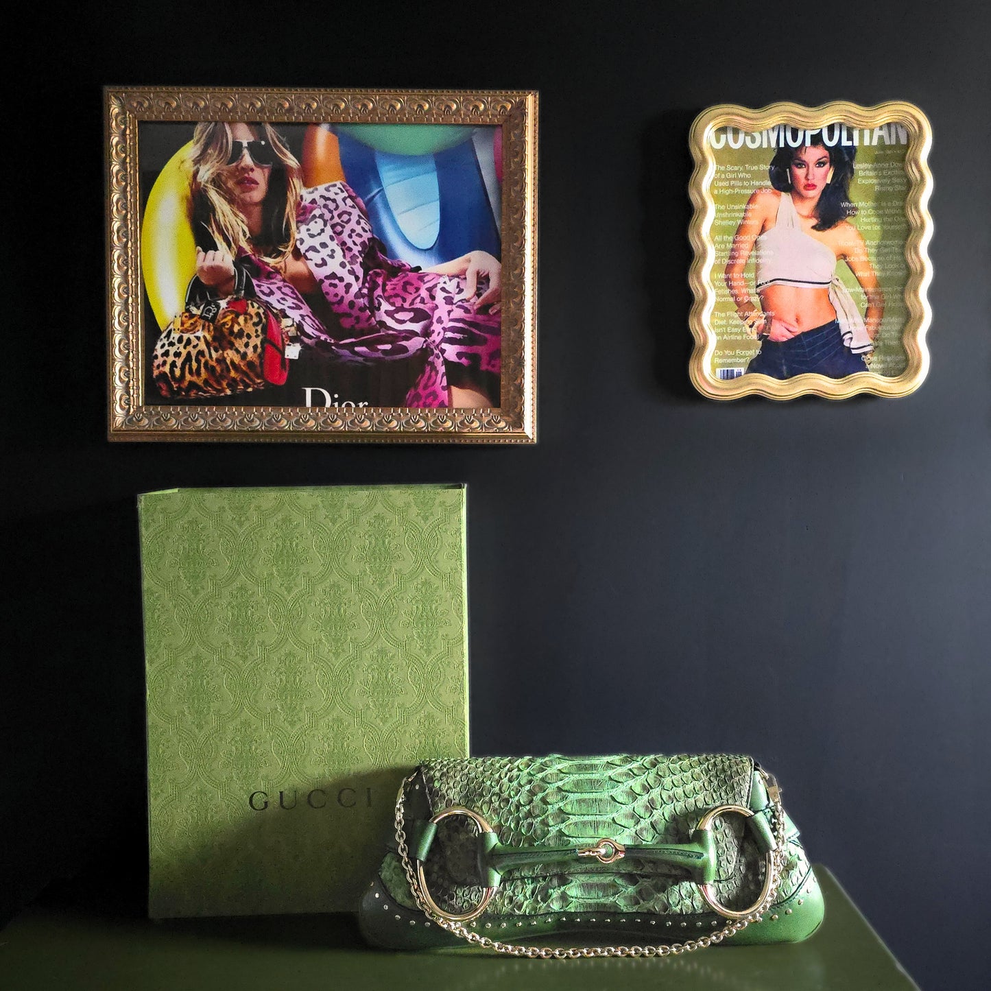 Gucci by Tom Ford Horsebit Clutch Bag XL Green Python Leather