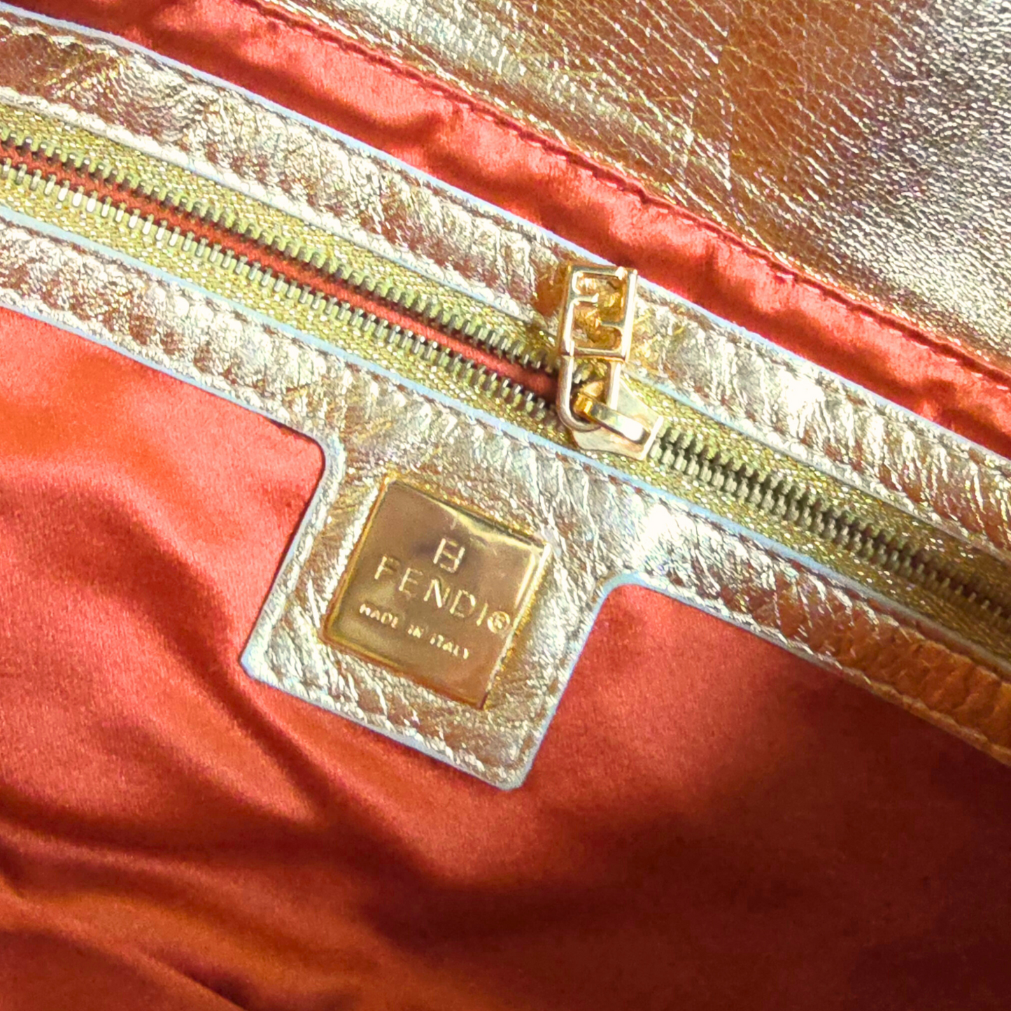 Fendi Baguette Metallic Gold with Crystal Detail