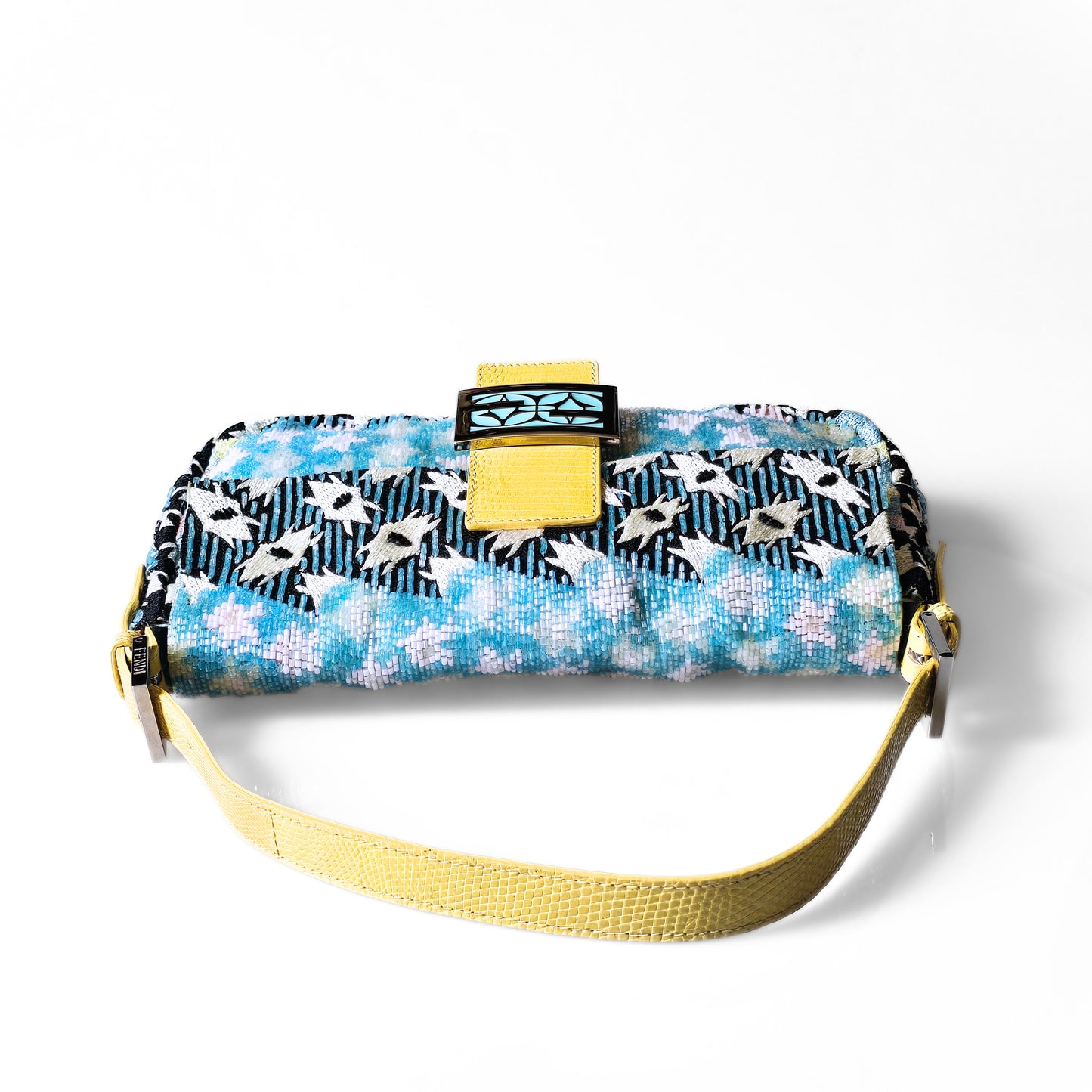 Fendi Baguette Baby Blue Beaded Abstract Embroidery