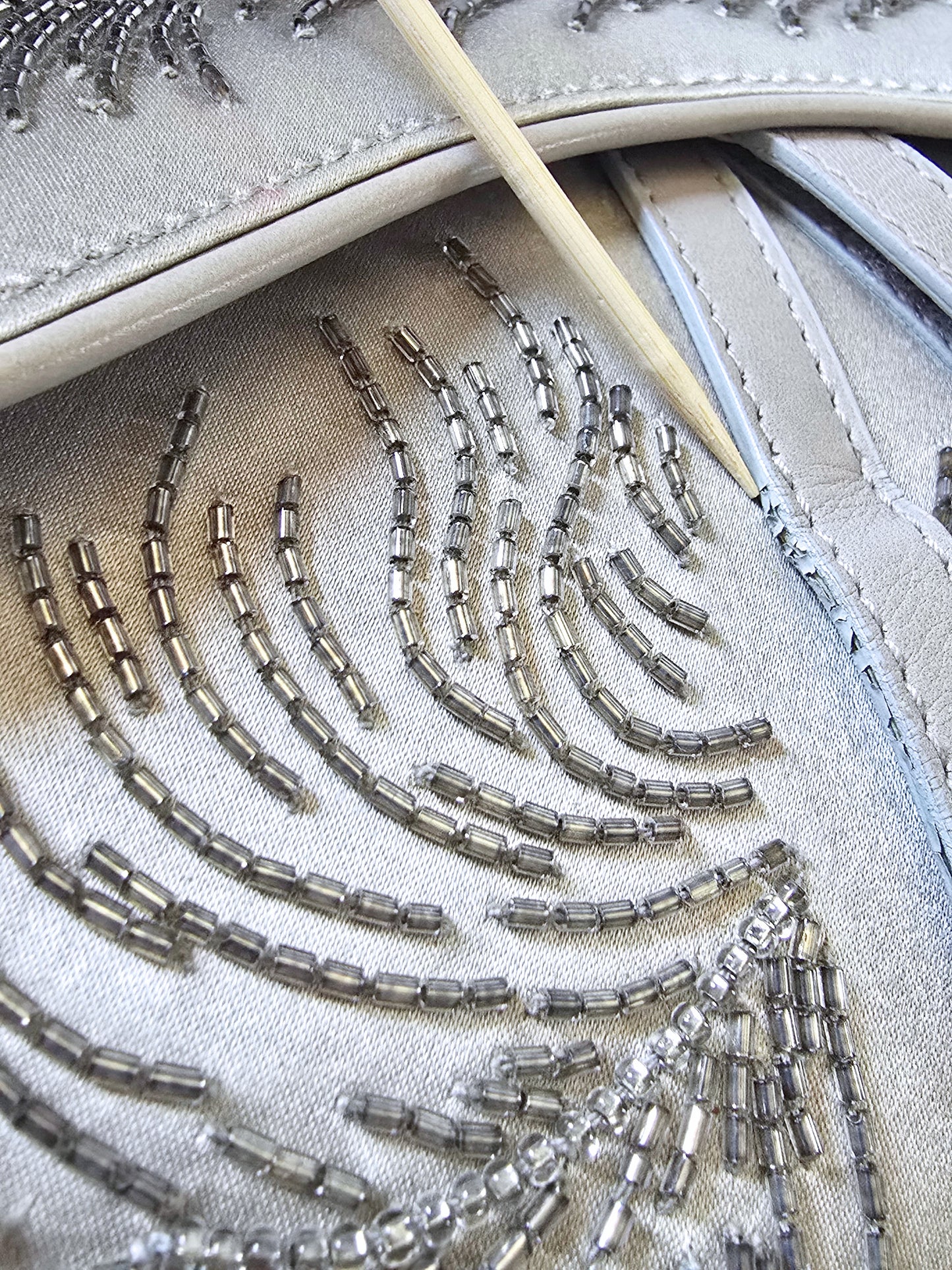 Dior Saddle Bag Limited Edition Beaded Silver Silk