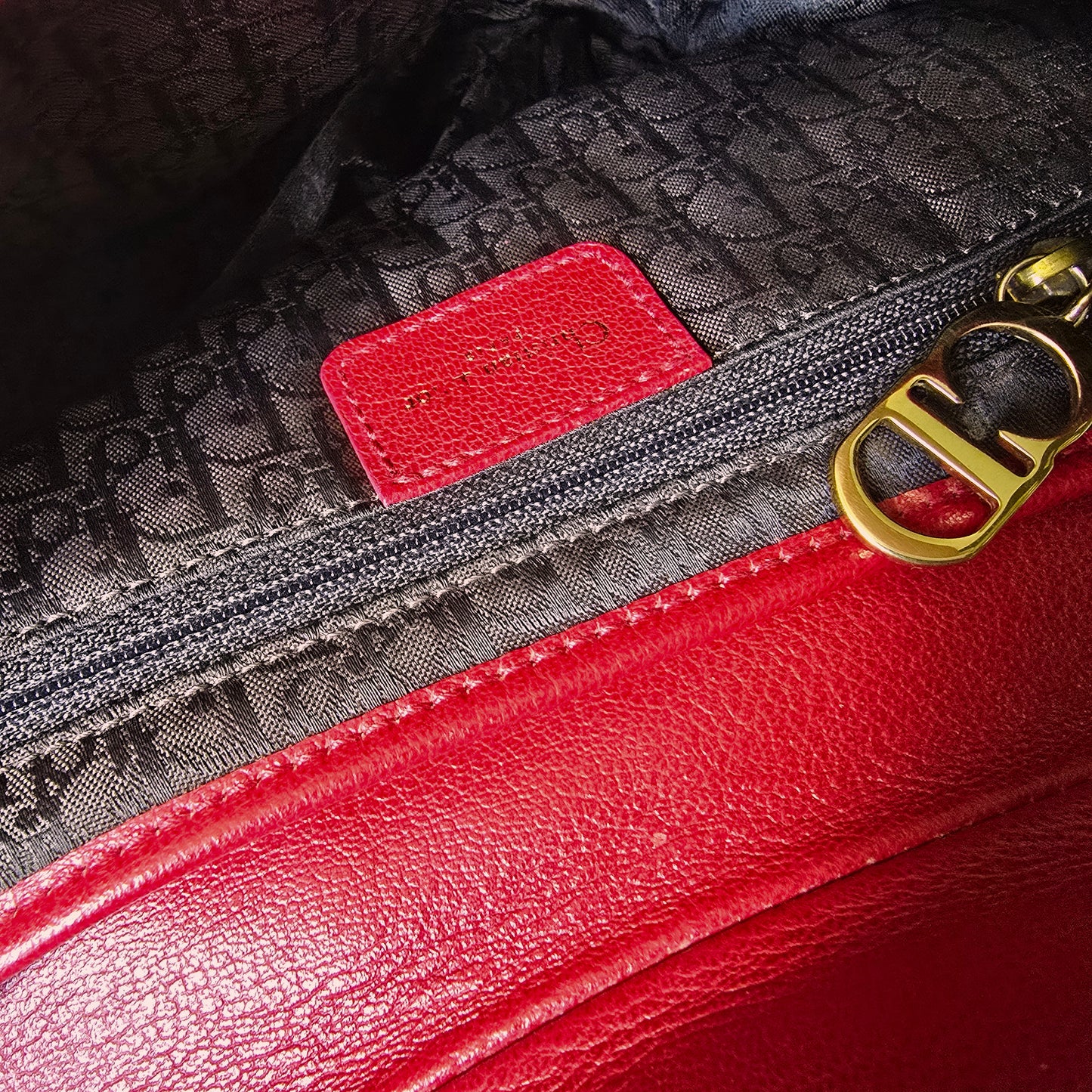 Dior Saddle Bag Leopard Pony-Hair Red Leather Detail