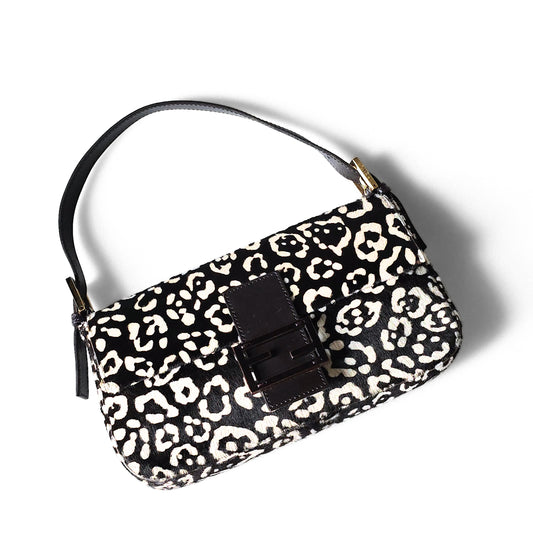 Fendi Baguette Leopard Print Pony-Hair