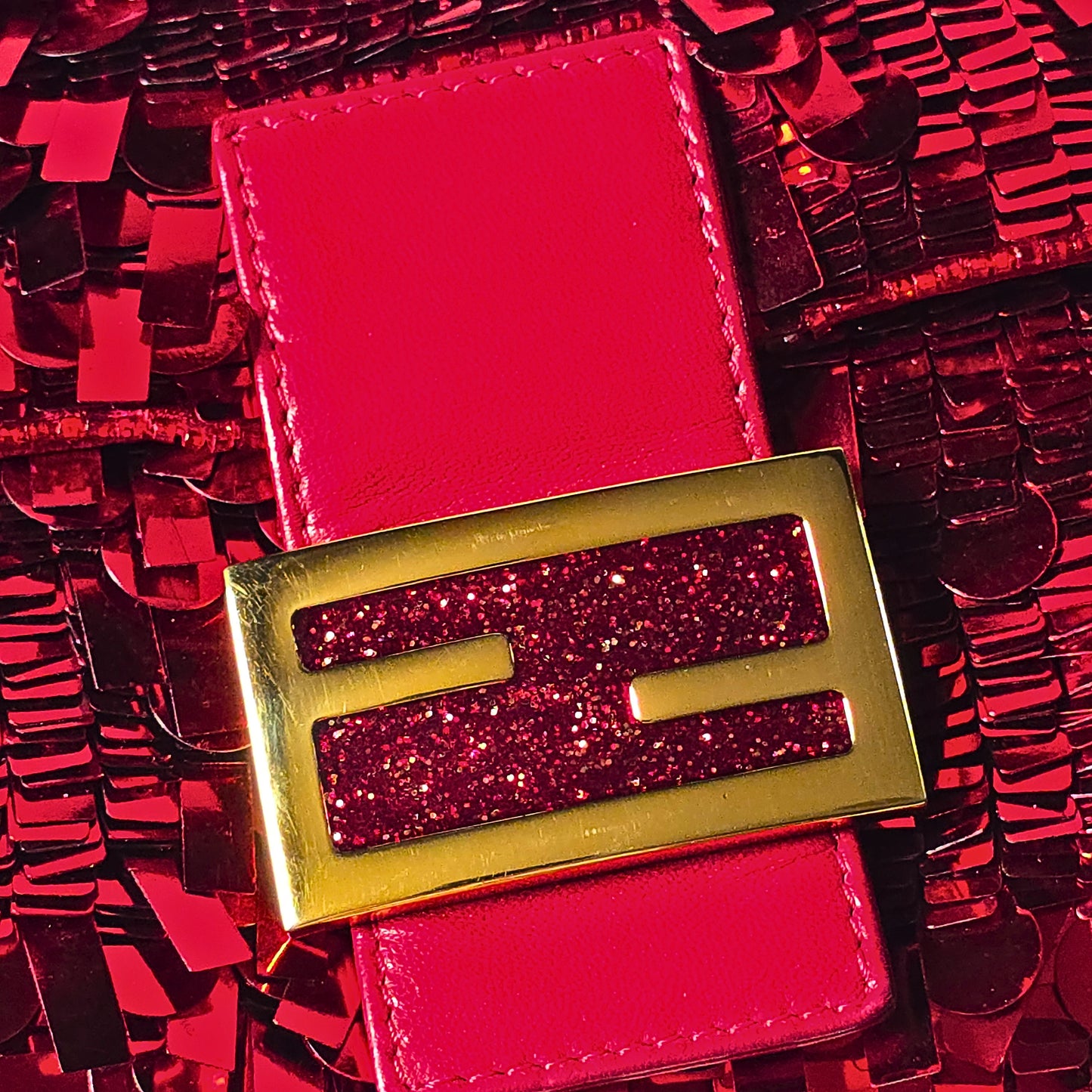 Fendi Baguette Ruby Red Sequins