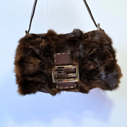 Fendi Rabbit Fur Selleria Mini Mama Baguette