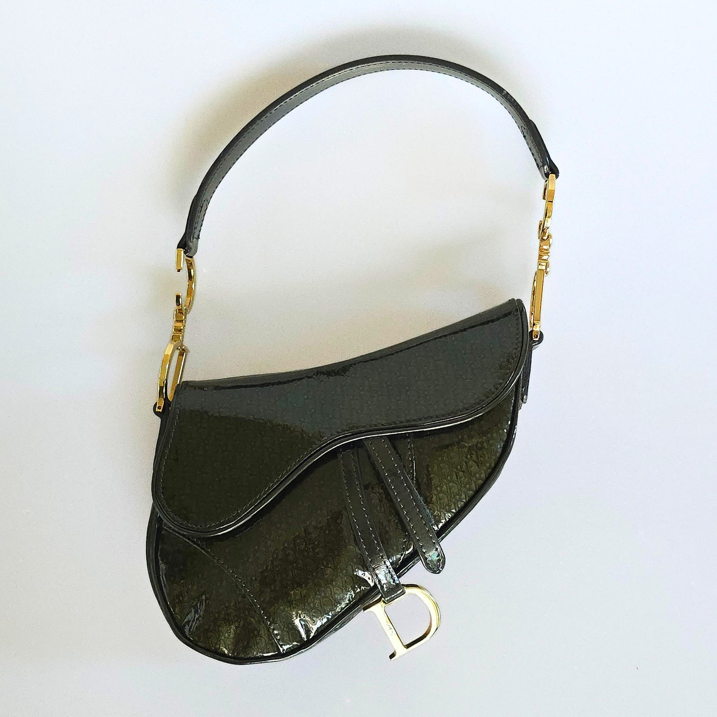 Dior Mini Saddle Diorissimo Patent Leather Green