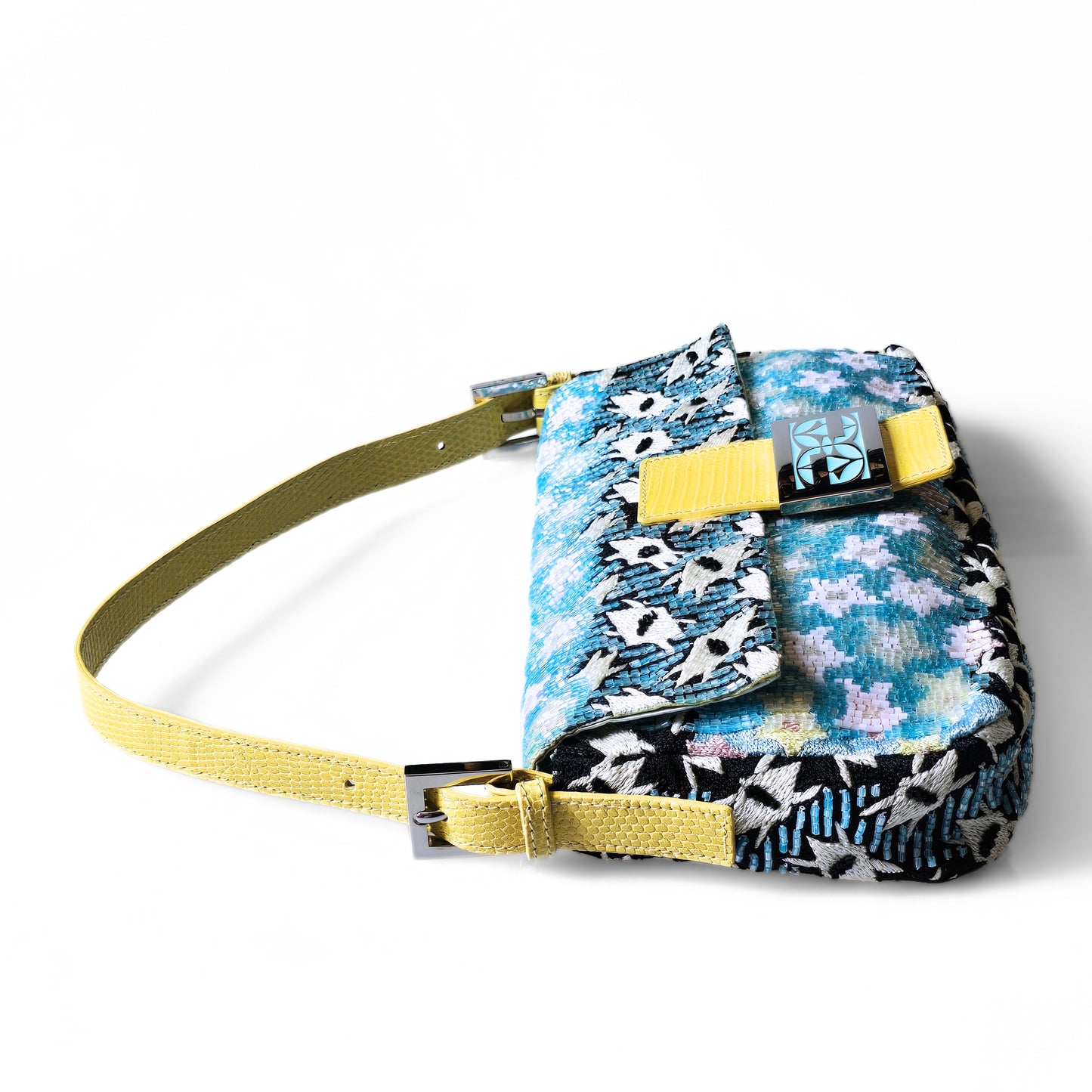 Fendi Baguette Baby Blue Beaded Abstract Embroidery