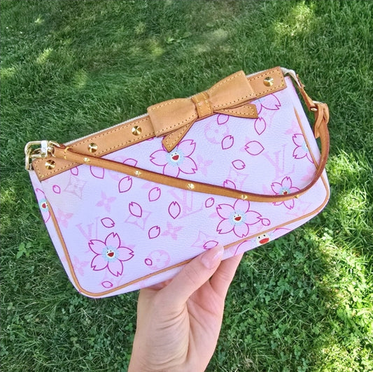 Louis Vuitton Limited Edition Takashi Murakami Cherry Blossom Pochette Pink