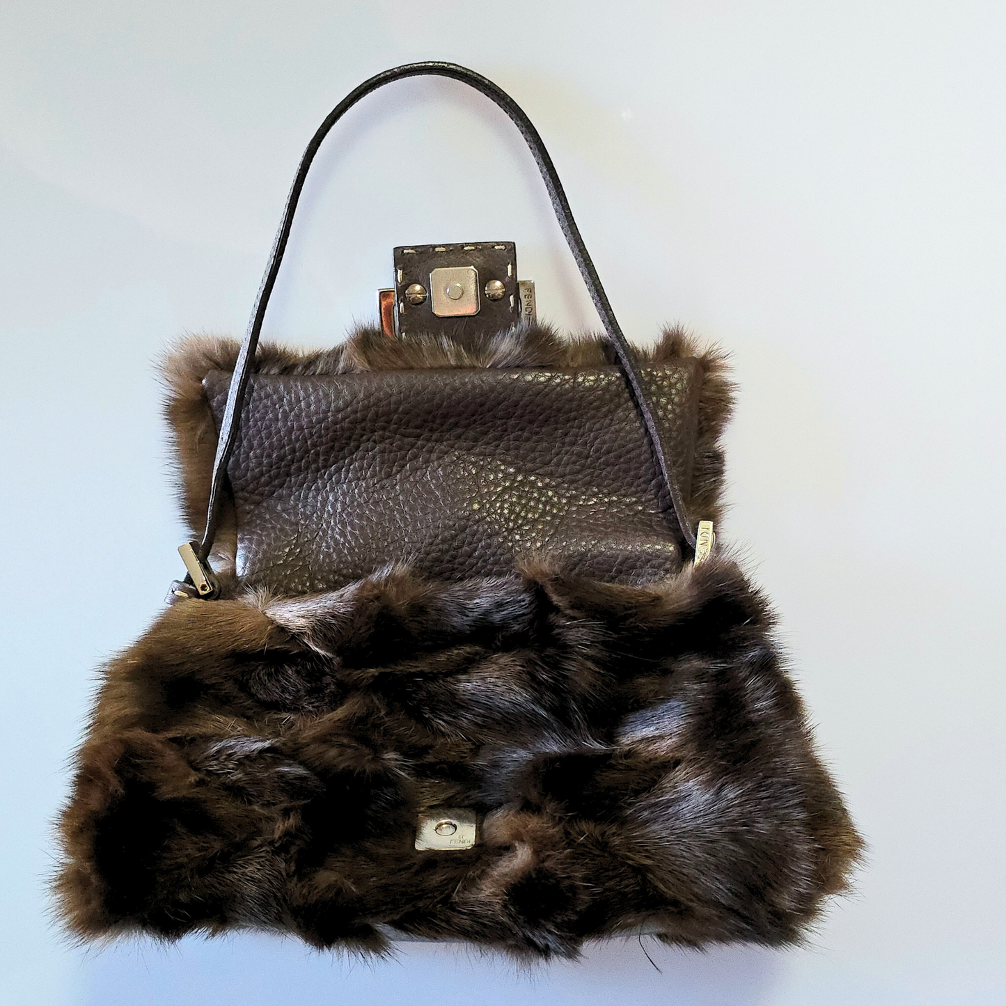 Fendi Rabbit Fur Selleria Mini Mama Baguette