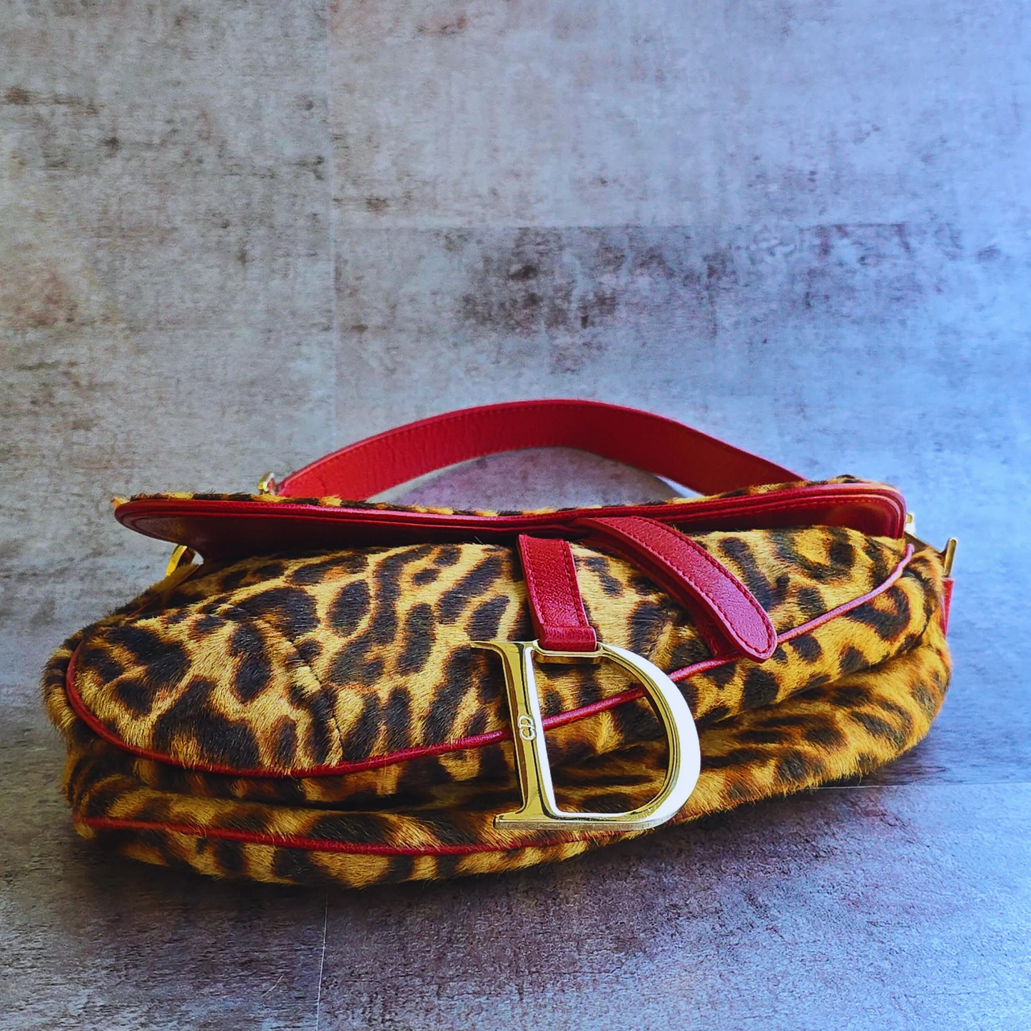 Dior Leopard Pony Hair Saddle Bag